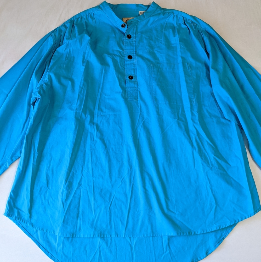 Scully Long Sleeve Button Down Shirt Blue XXL ruched shoulders